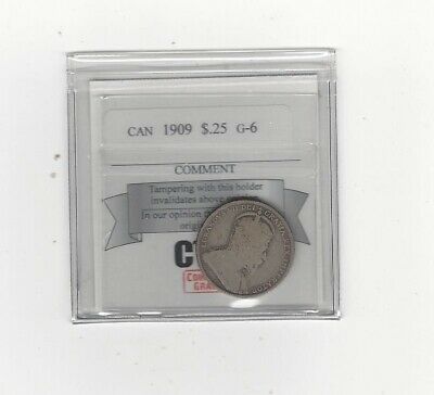 **1909**Coin Mart Graded Canadian, 25 Cent, **G-6**