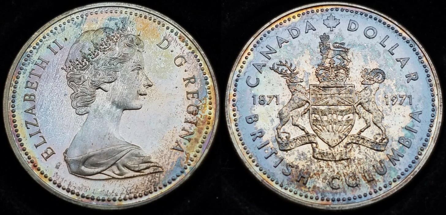 GREAT TONING 1971 GEM PROOF LIKE CANADIAN SILVER $1 ,-TONED C100709