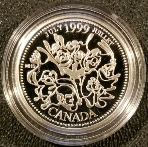 1999 Proof Canada 25 Cents Silver July Quarter in Capsule