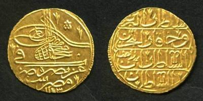 1730 Egypt Gold Islamic Coin Zeri Mahbub Ottoman Sultan Mahmud I AH 1143xxvi BU+
