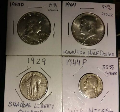 Silver coin lot us coins. 4 coins.