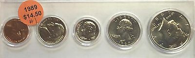1989 BIRTH YEAR SET - KENNEDY HALF (5 COINS) REALLY NICE OLD COINS #1