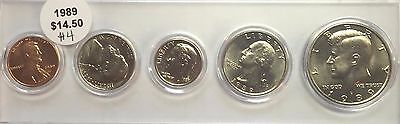 1989 BIRTH YEAR SET - KENNEDY HALF (5 COINS) REALLY NICE OLD COINS #4
