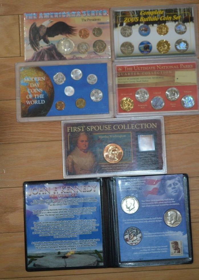 Collection of Six(6) Sets Of Coins Encased in Plastic Cases-29 Coins- See Below