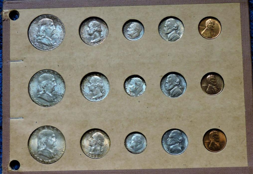 1952 PDS 15 COIN UNCIRCULATED SILVER SET- FULL BELL LINES