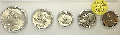1964 BIRTH YEAR SET - KENNEDY HALF (5 COINS) REALLY NICE OLD COINS #3