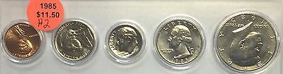1985 BIRTH YEAR SET - KENNEDY HALF (5 COINS) REALLY NICE OLD COINS #2