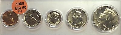 1988 BIRTH YEAR SET - KENNEDY HALF (5 COINS) REALLY NICE OLD COINS #1