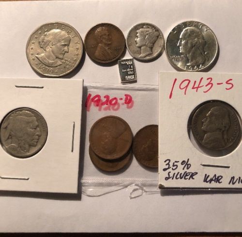 Mix  LOT of  9  OLD  U.S. Type  Coin  Collection  with  some  90%35 % Silver