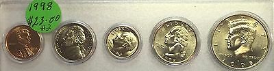 1998 BIRTH YEAR SET - KENNEDY HALF (5 COINS) REALLY NICE OLD COINS #2