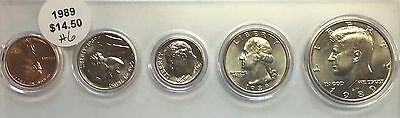 1989 BIRTH YEAR SET - KENNEDY HALF (5 COINS) REALLY NICE OLD COINS #6