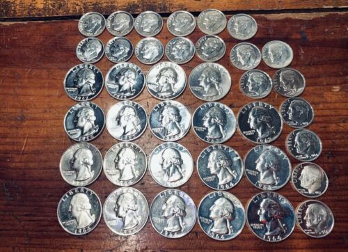 $6.65 FACE VALUE LOT OF 90% SILVER PROOF U.S. COINS QUARTERS DIMES 1/2+ ROLL