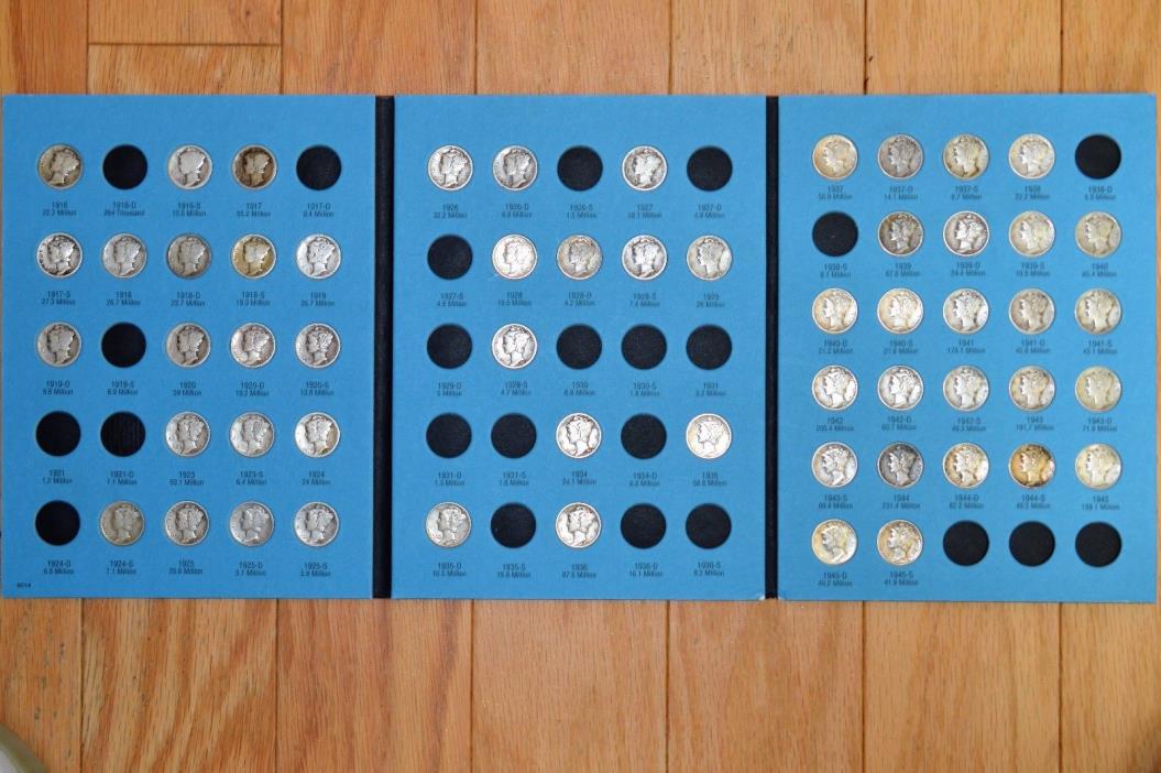 1916-1964 Silver Mercury Dimes in New Littleton Album-56 Silver Dimes(5)