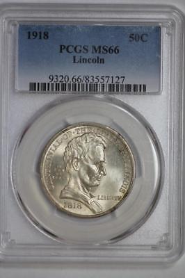 1918 Lincoln Half Dollar PCGS MS66 Silver Commemorative 50c US Mint Coin