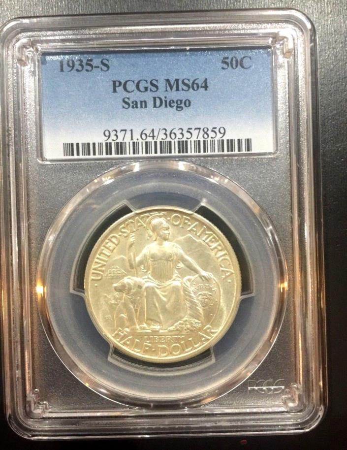1935-S San Diego Early Commemorative Silver Half Dollar - PCGS MS64 (859)