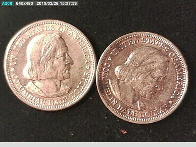 1892 AU & 1893 AU SET COLUMBINE EXPOSITION SILVER COMMERATIVE HALF DOLLAR