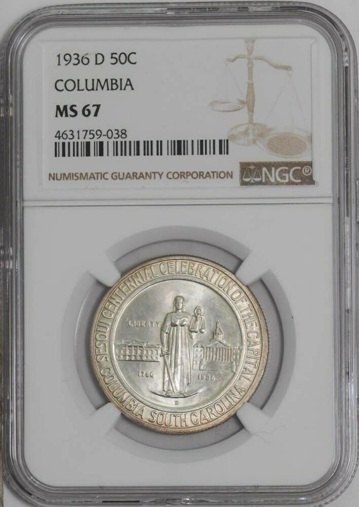 1936-D Columbia 50c #939572-3 MS67 NGC