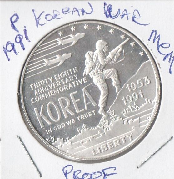 1991  P  Korean War Memoreial Proof  Silver Dollar FREE SHIPPING