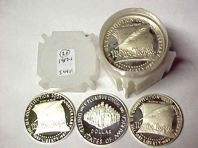 Roll of Proof 1987-S U.S.Constitution Commemorative 90% Silver Dollars