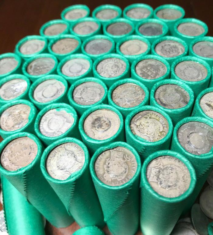 VINTAGE BARBER SILVER COINS WHEAT PENNY DIME BULLION OLD US CENTS BANK ROLLS PDS
