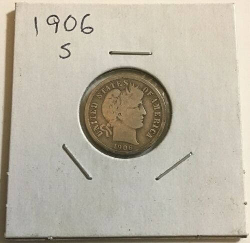 1906 S VG Barber Dime Free Shipping As Pictured