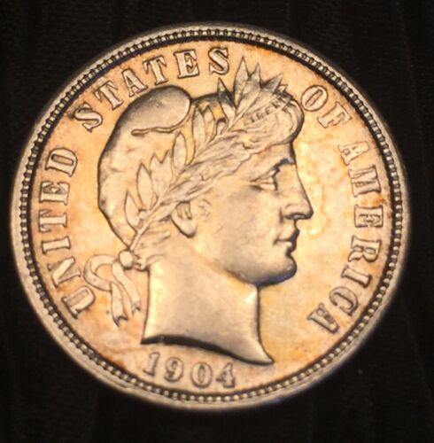 1904 Silver Barber Dime - BU! The Coin Pictured Is The One You Shall Receive.