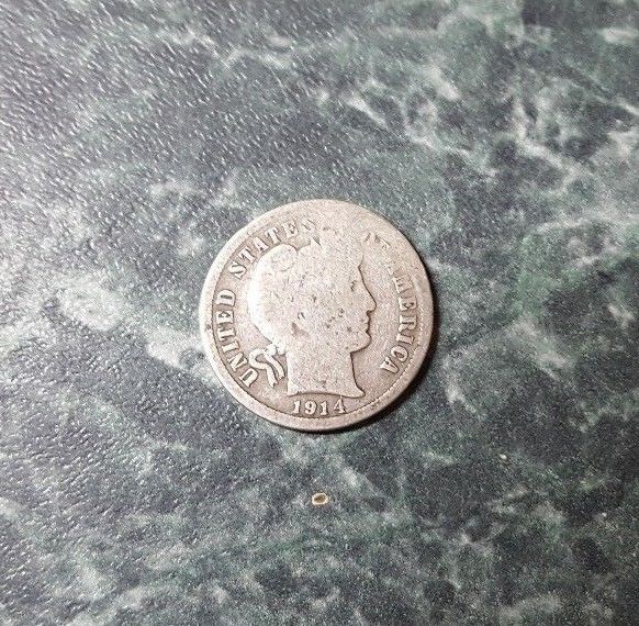 1914 Barber dime, D, (10c) ungraded, circulated