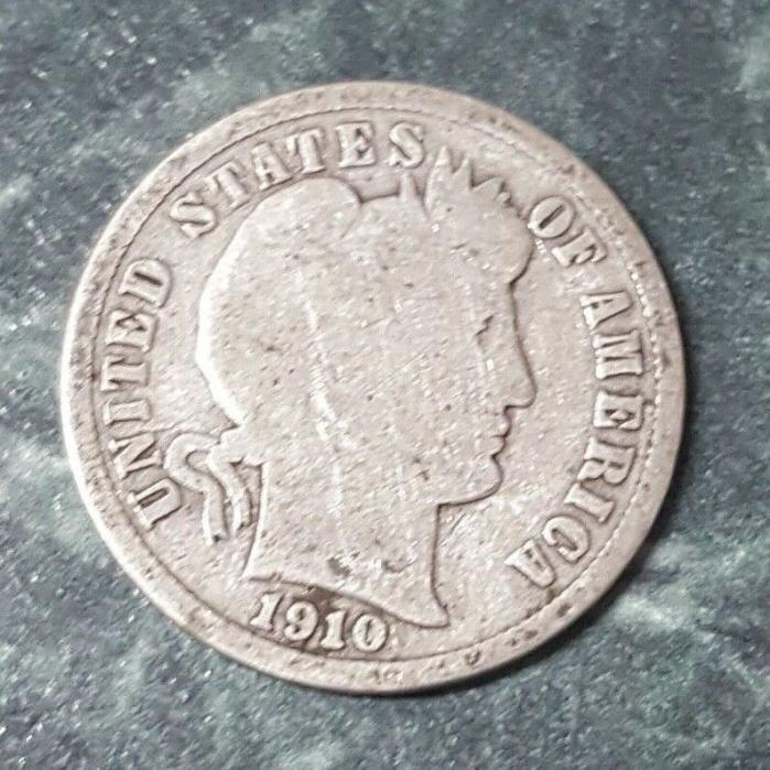 Barber dime (10c), P, 1910, ungraded, circulated