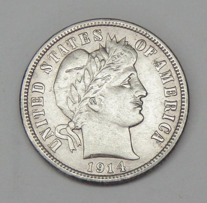 1914-D Barber Dime - Free Shipping!! - Very Nice Grade!!