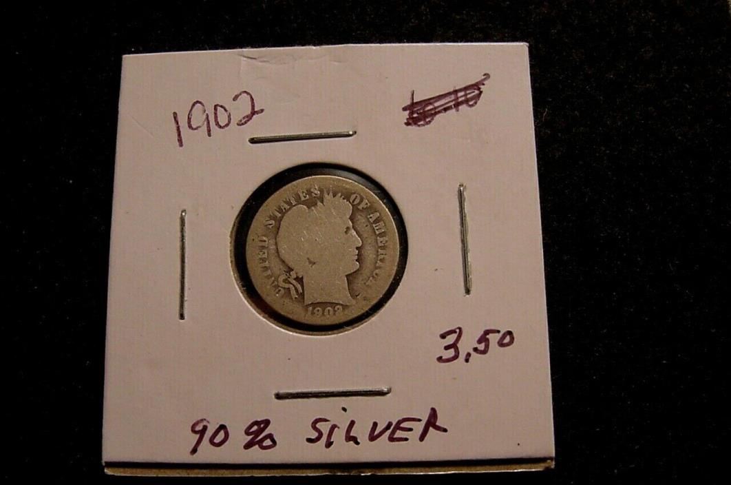 NICE 1902 CIRCULATED BARBER DIME 90% SILVER COIN
