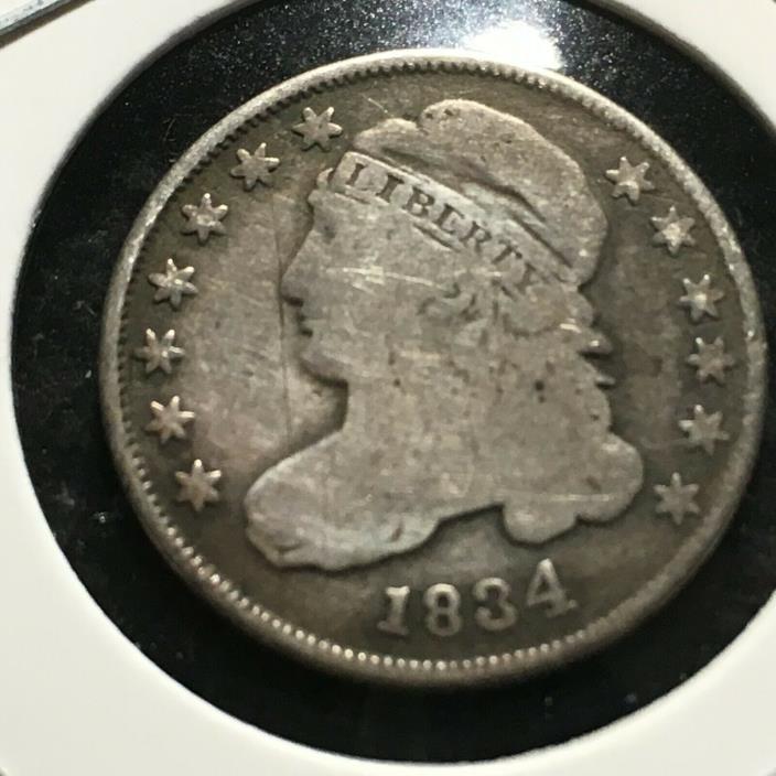 1834 US. Silver Capped Bust Dime / Fine