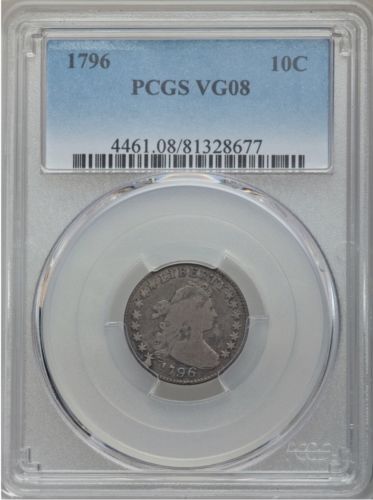 1796 Draped Bust Dime 10C - PCGS VG-08 Problem Free; Rare First Year Coin; JR-1