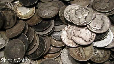 (200) Mercury Silver Dimes US Coin Lot ~ Lower Grades ~ LOTS OF TEENS! SKU-2226