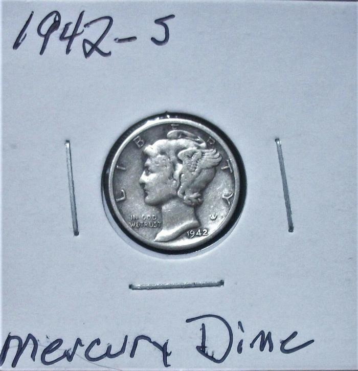 1942-S Mercury Dime, Circulated F-VF