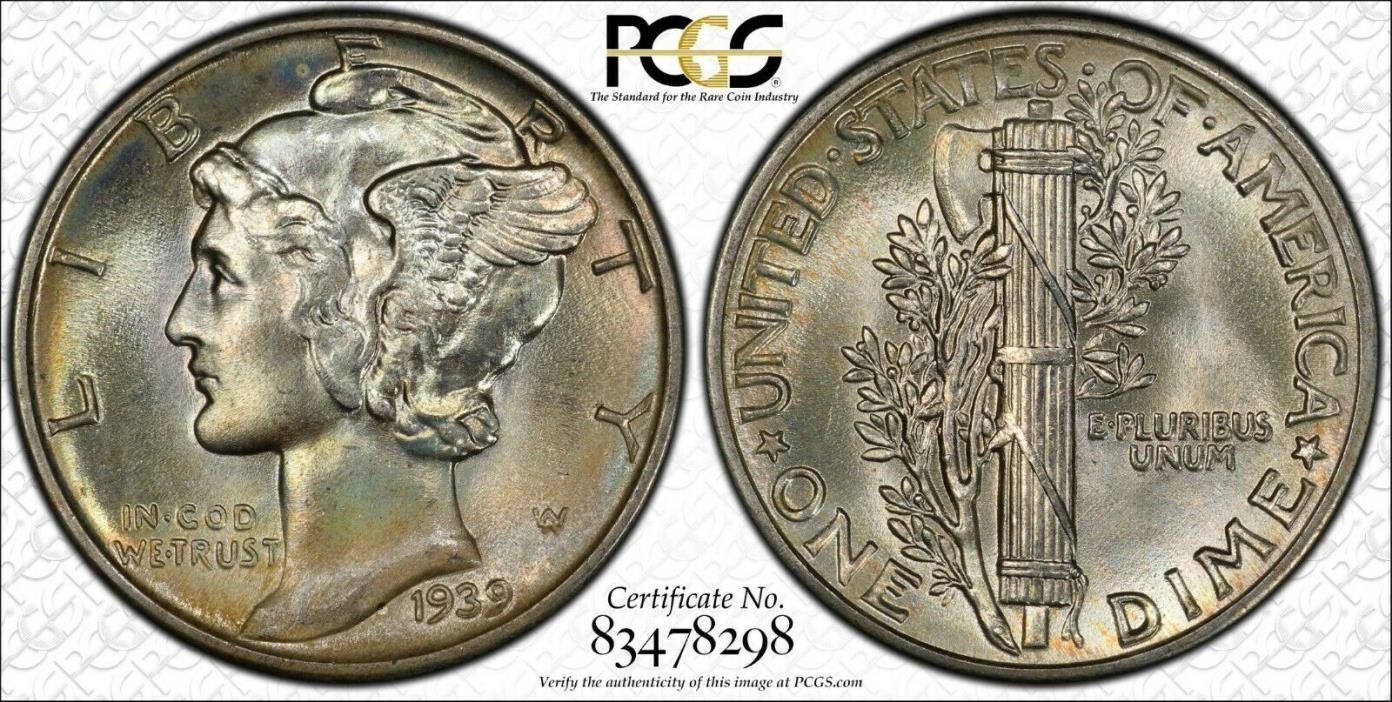 1939 Mercury ~ PCGS MS68 ~ Light Color and Flawless Surfaces + TrueView!