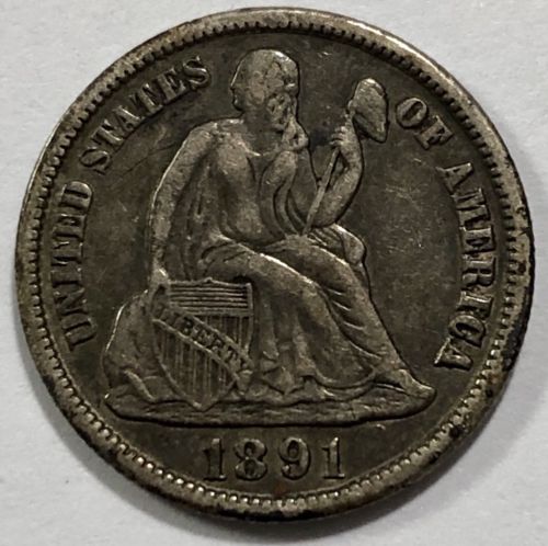 1891 S Seated Liberty Dime, Silver Dime