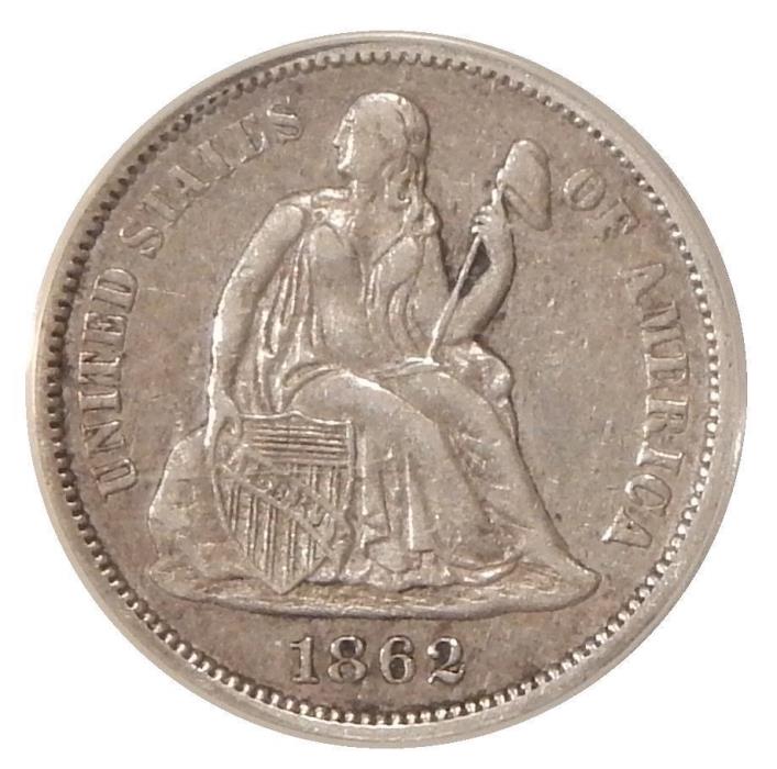 1862-S 10c ANACS EF-45 ~ LOW MINTAGE SEATED LIBERTY DIME