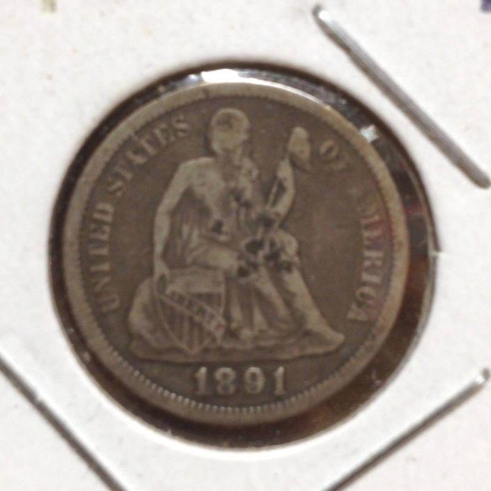 1891 Silver Seated Liberty Dime
