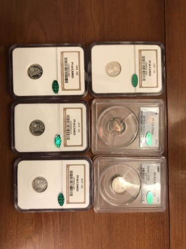 Lot Of 6 Proof Dimes 1879, 1880, 1884, 1887, 1894 All CAC
