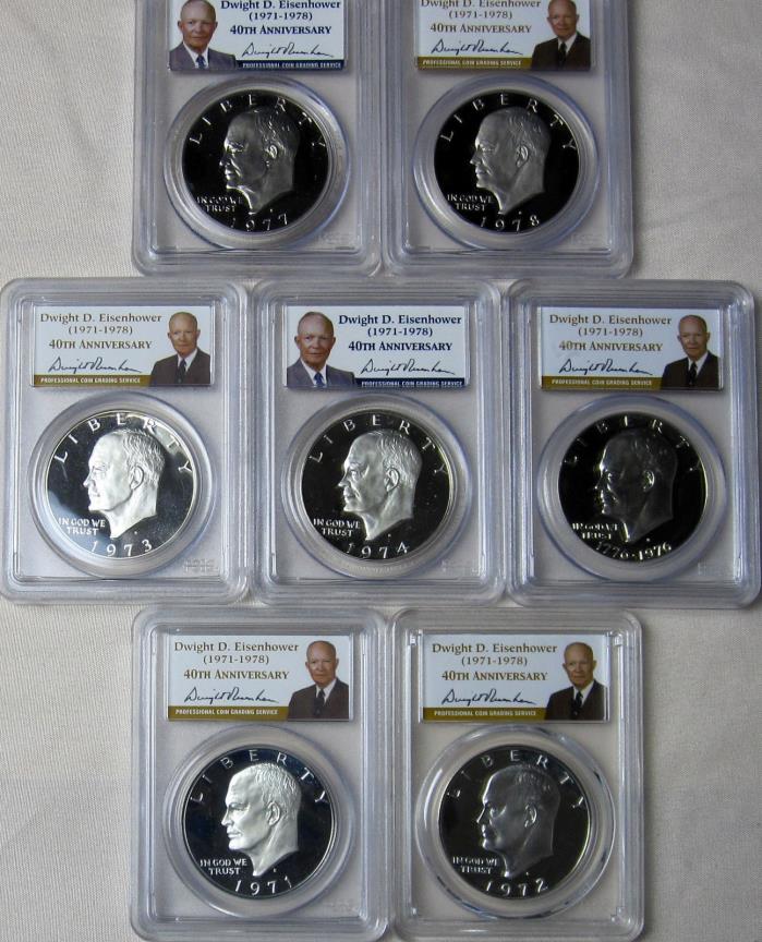 1971-1978 Eisenhower Dollars PCGS 40th Anniversary Proof Set - 7 Coins