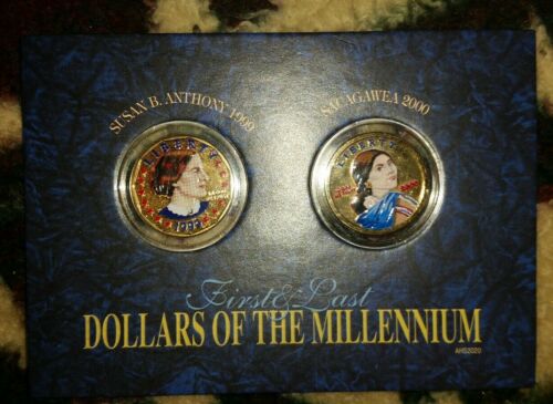 First and Last Dollars of the Millennium colorized W/coa Susan B Anthony
