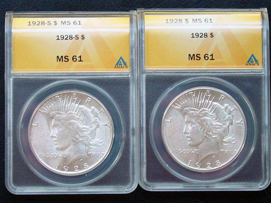 1928 & 1928-s     A MATCHED SET!   MS61  PEACE DOLLAR PAIR; LOOK!