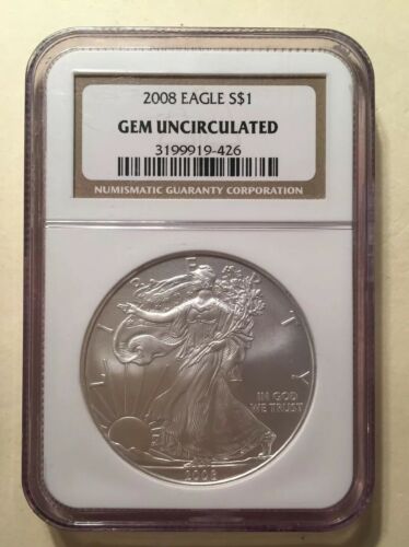 2008 Silver American Eagle 1 oz .999 Fine Silver NGC Gem Uncirculated