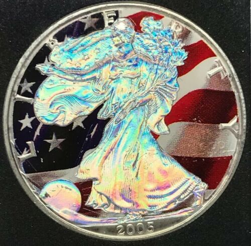 2005 American Silver Eagle Brilliant Unc Artistically Hologram Patriotic Coin