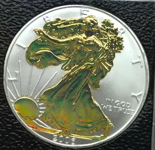2006 American Silver Eagle Brilliant Unc Artistically Gold Hologram Coin