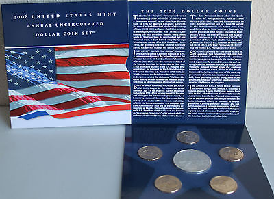 2008 Silver Eagle ASE Dollar Golden Presidential Sacagawea Dollars 6 Coin $1 Set