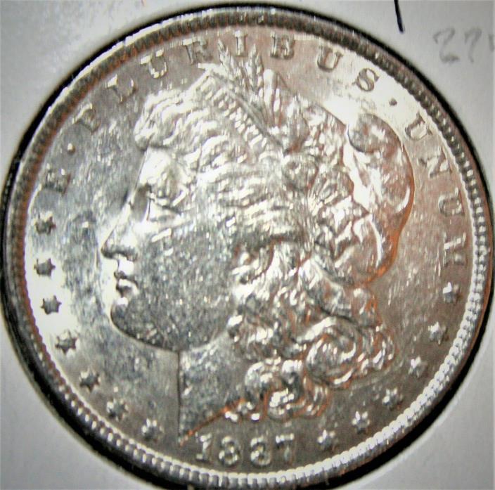 1887 P ~ Morgan Silver Dollar **ABOUT UNCIRCULATED AU**