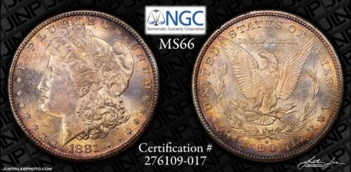 1881-S Morgan Dollar NGC MS-66 SEMI-PL with AMAZING Cartwheel Luster and TONING