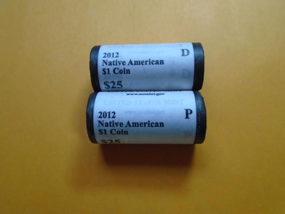 2012 P & D Uncirculated Native American/Sacagawea Dollar Coin Rolls