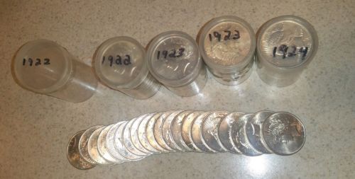 1 Roll of Twenty (20) Uncirculated Peace Silver Dollars 1922 - 1924 You Pick.